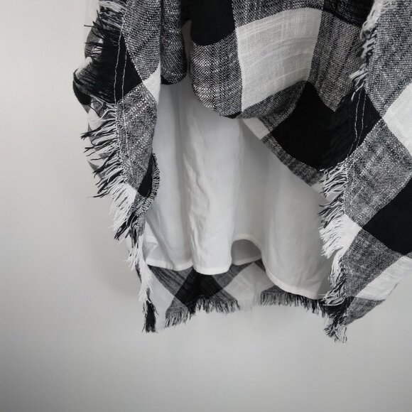 Cloth & Stone White Black Checker Gingham Mini Frayed Hem Halter Dress XS - Picture 7 of 13